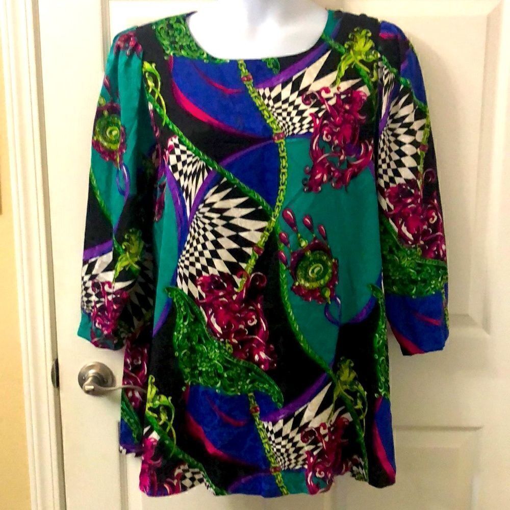 Vintage Pat Argenti pure silk womens blouse size 12